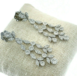 8.20 Carats t.w. Diamond Chandelier Gala Dangle Earrings 18K Gold 2.15 Inch Drop