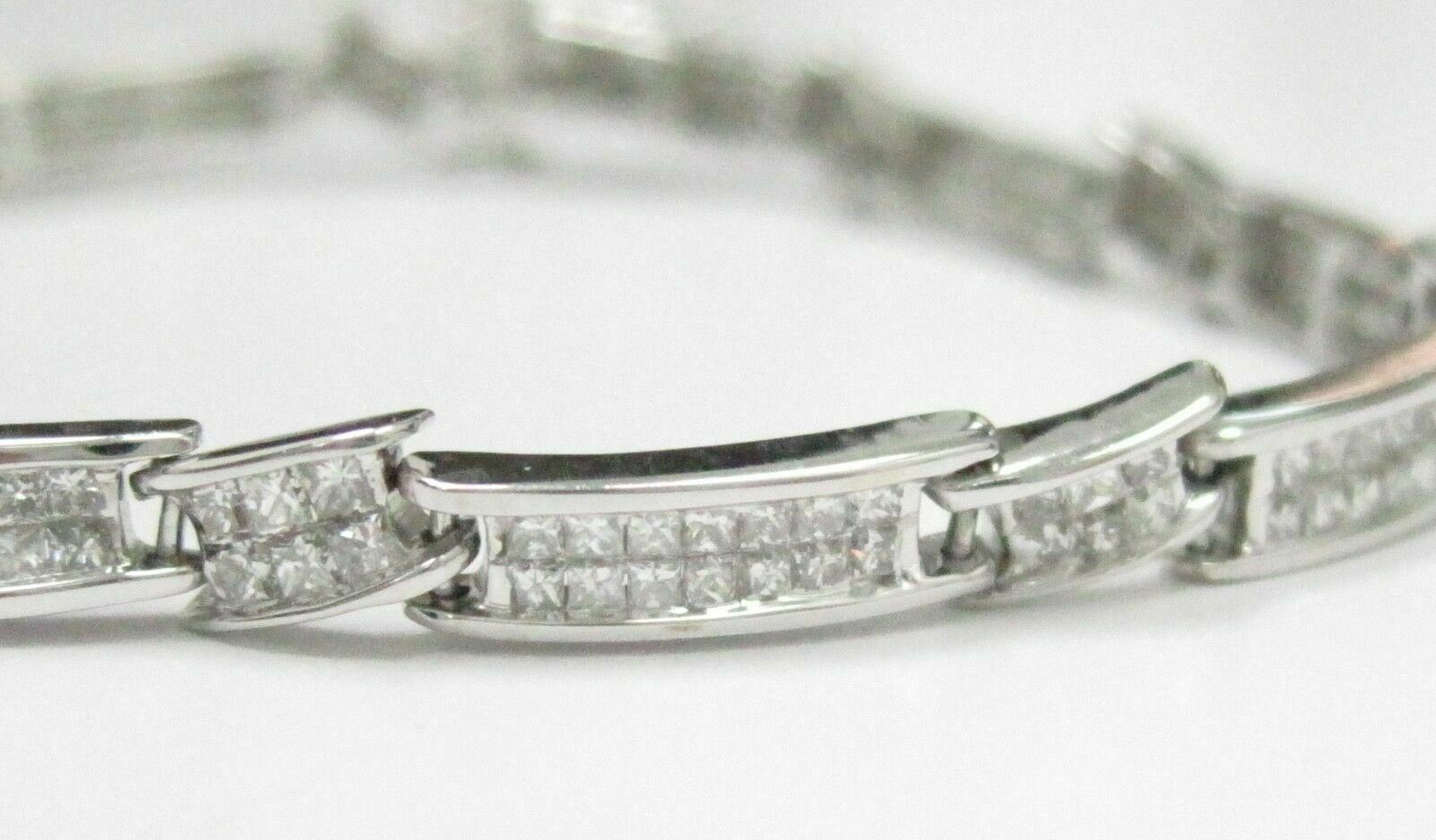 2.00 TCW 2 Row Princess Cut Diamond Bracelet H-I SI1 7 Inches 14k White Gold