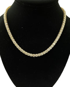 Round Brilliants Diamond Tennis Necklace 35.57 carats Yellow Gold
