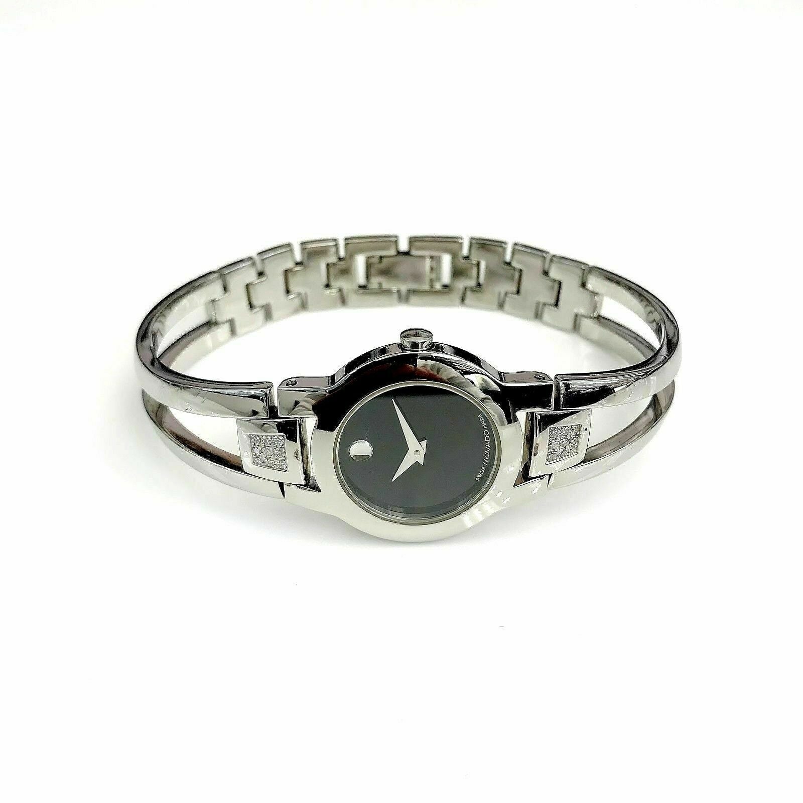 Movado Amorosa Women's Watch Stainless Steel Factory Set Diamonds Ref 84 E4 1842