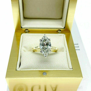 3.01 Carats GIA J SI1 Marquise Diamond UnderHalo Solitaire Wedding Ring 18K Plat
