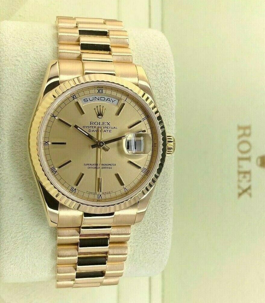 Rolex Day Date President 36mm Watch 118238 Box and Papers Double Quick Set