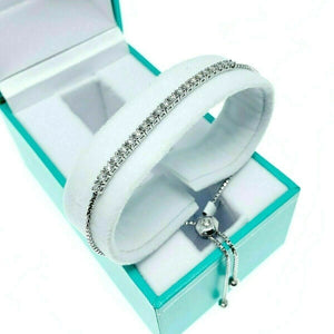 0.72 Carats t.w. Custom Made Round Diamond Adjustable Bracelet 14K White Gold