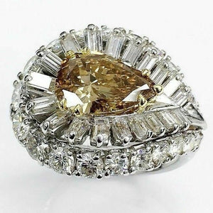 7.01 Carats t.w. Antique Diamond Ring 2.36 Carats Fancy Deep Brown GIA Cert