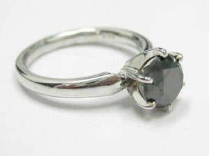 1.77 TCW Handmade Round Black Diamond Solitaire Engagement Ring Size 7 14kt