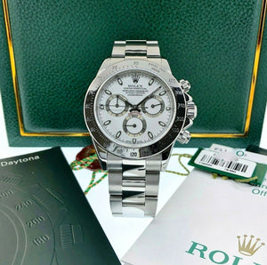 Rolex Cosmograph Daytona 40mm Stainless Steel White Dial 116520 Box & Papers