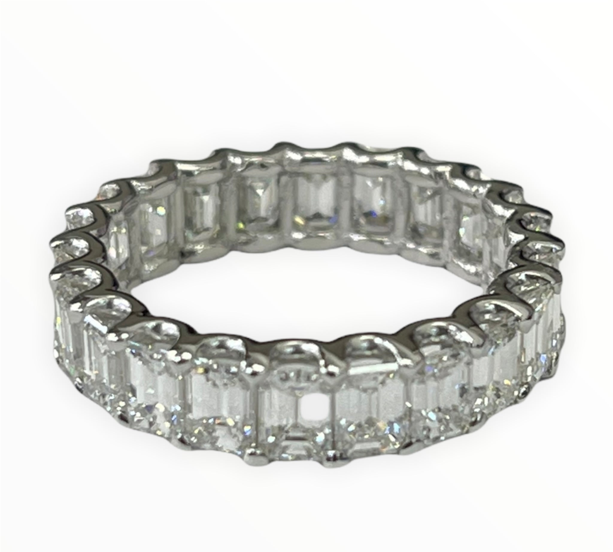 Emerald Eternity Diamond Band Ring Platinum Size 5.75