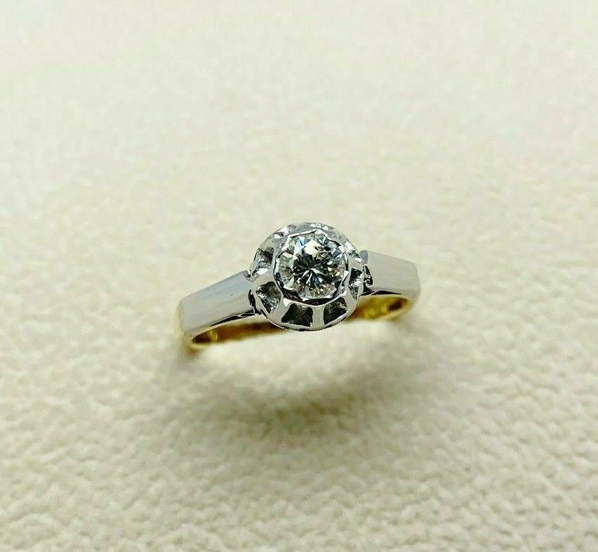Estate Platinum 14K Gold Round Diamond Wedding Ring Circa 1970's 0.25 Carat