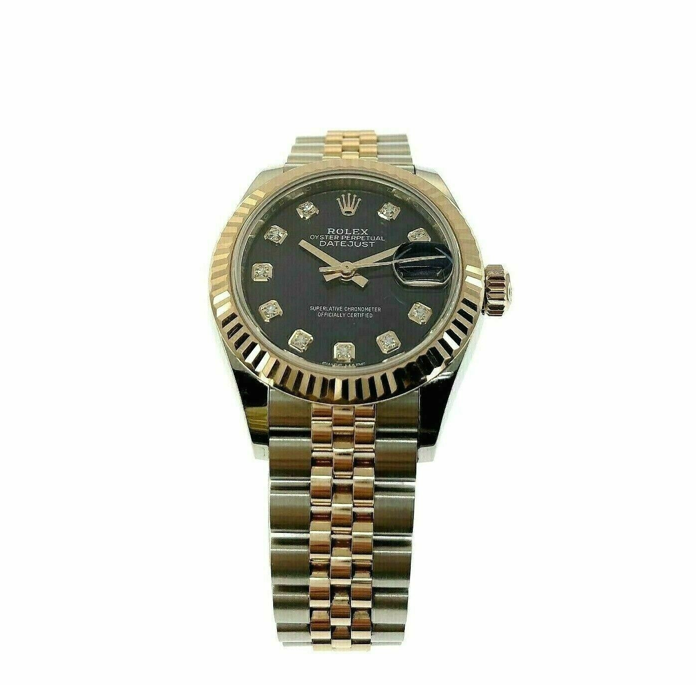 Rolex 28MM Lady Datejust 18K Rose Gold Steel Watch Ref # 279171 Factory Dial