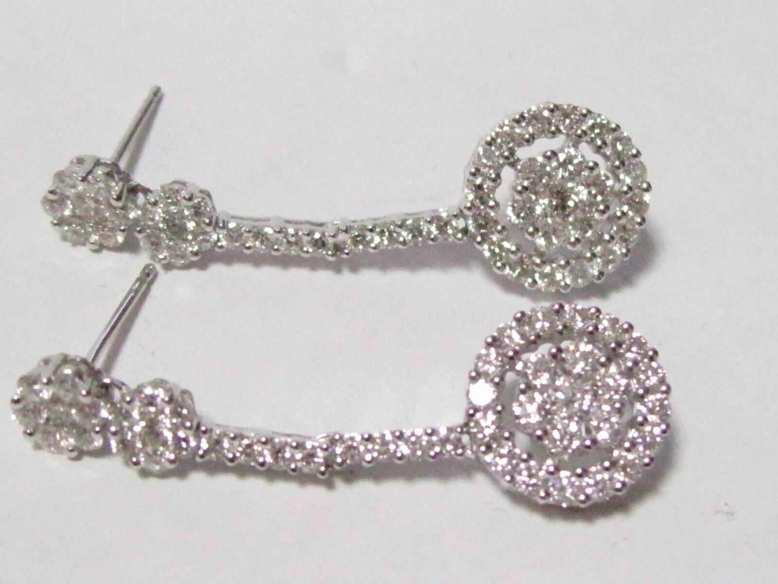 3.05 TCW Round Diamond Circle Shape Drop Dangling Earrings G VS2 14k White Gold