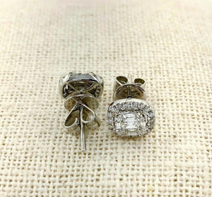 0.51 Carat t.w. Diamond Invisible Set Cushion Stud Earrings 18K White Gold