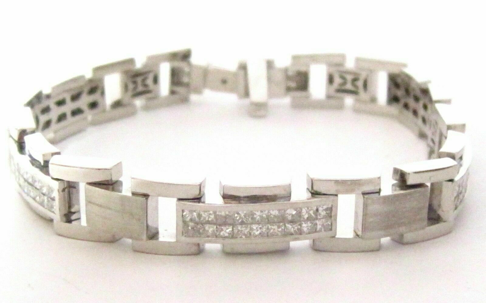 Fine 5.75 TCW Double Row Men's Princess Cut Diamond Bracelet G SI-1 14k