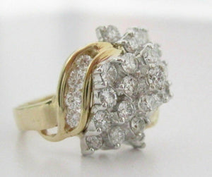 2.15 TCW Round Brillaint Flower Cluster Diamond Ring F-VS2 14k White Gold