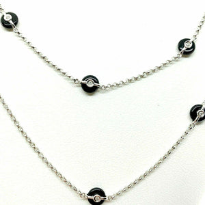 0.25 Carats t.w. Hand Assembled Diamond by The Yard and Onyx Necklace Chain 14K