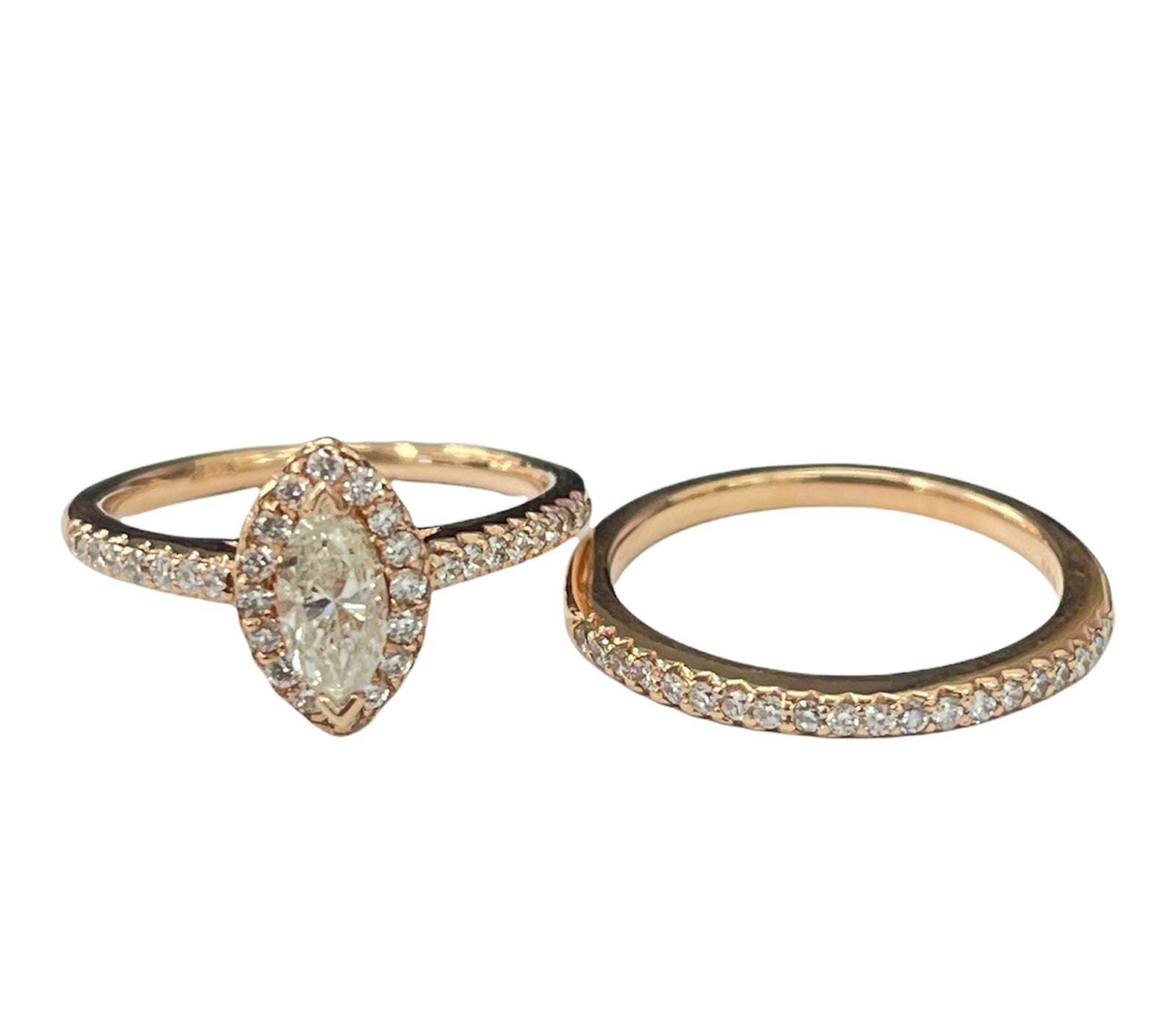 Marquise Diamond Engagement Ring Set Rose Gold 14kt