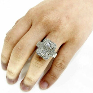 2.65 Carats Diamond Wedding Anniversary Ring Large Invisible Set Halo Center 18K