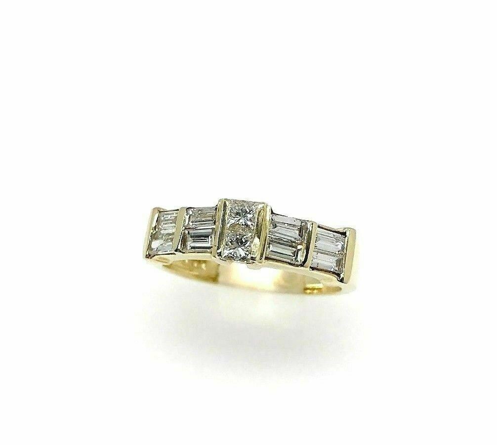 0.90 Carat t.w. Baguette and Princess Diamond Anniversary Ring 14K Yellow Gold