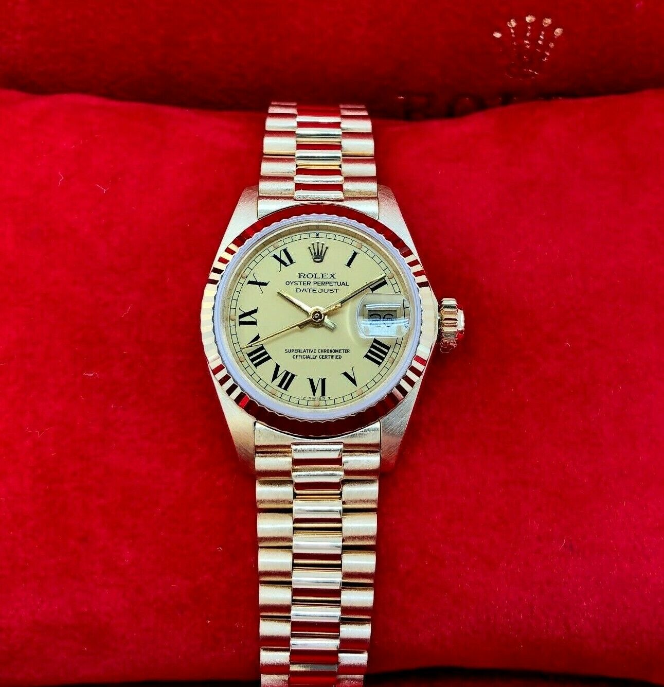 Rolex 26MM Lady President Datejust 18 Karat Yellow Gold Watch Ref # 6917 Papers