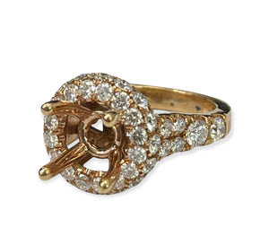 Round Shape Semi-Mounting with Round Brilliants Diamonds Rose Gold 18kt