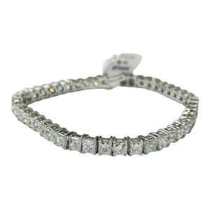 Princess Cut Diamond Tennis Bracelet 15.52 Carats White Gold