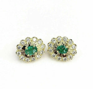 3.55 Carats t.w. Emerald and Diamond Dinner Earrings F- G VS1 Diamonds 18K Gold