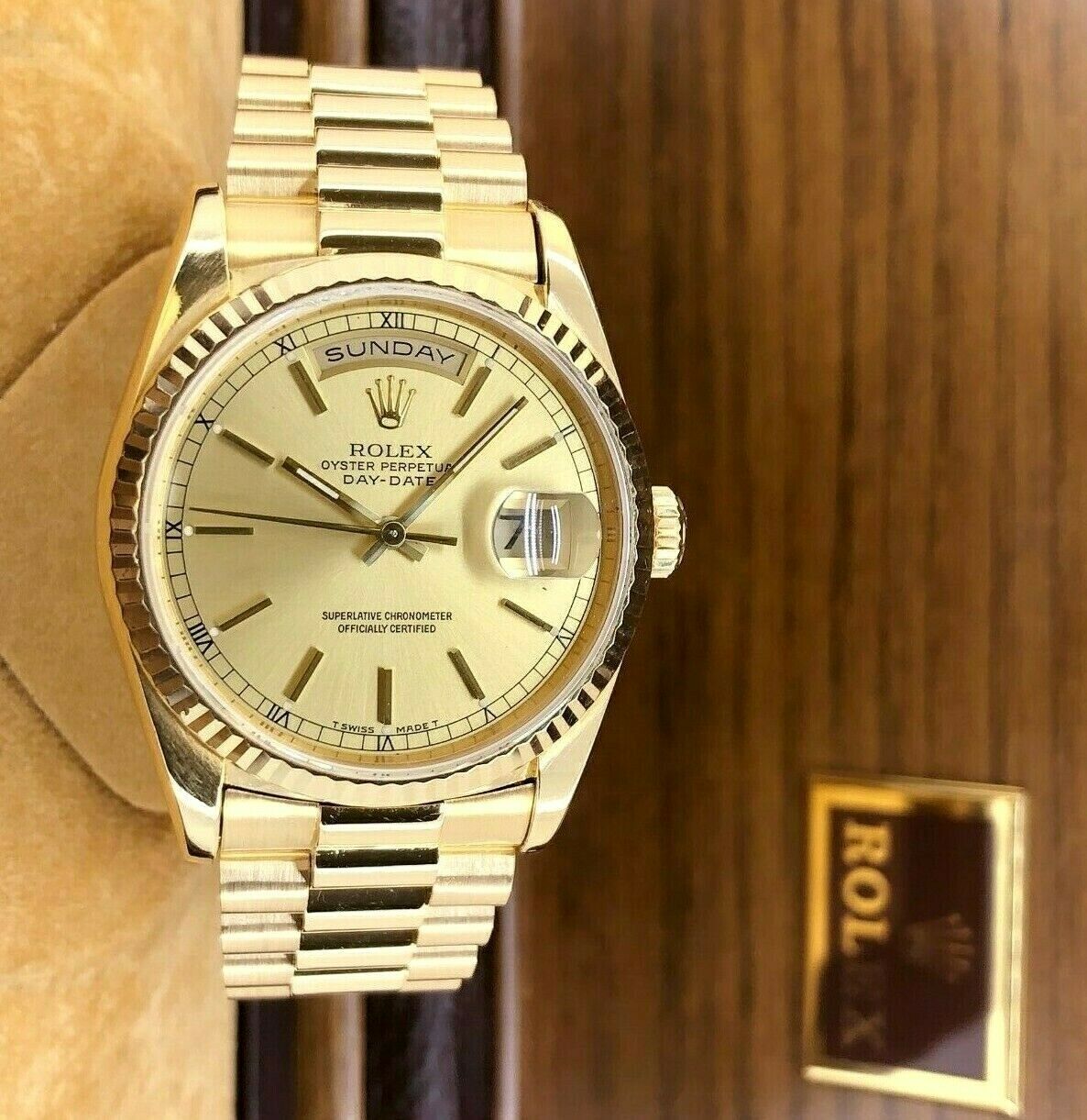 Rolex Day Date President 18K Yellow Gold 36mm Watch 18238 Factory Dial E Serial