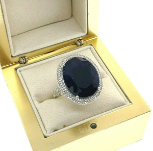 14.34 Carats Diamond and Sapphire Cocktail Ring 14K Gold 13.91 Carats Sapphire