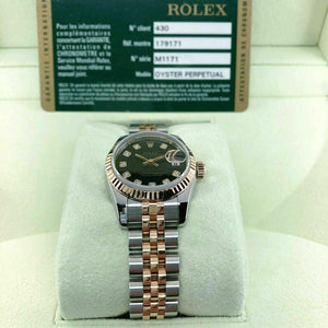 Rolex 26MM Lady Datejust 18K Rose Gold Steel Watch Ref # 179171 Factory Dial