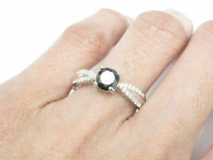 .98 TCW Handmade Round Black Diamond Solitaire Engagement Ring Size 7 18kt