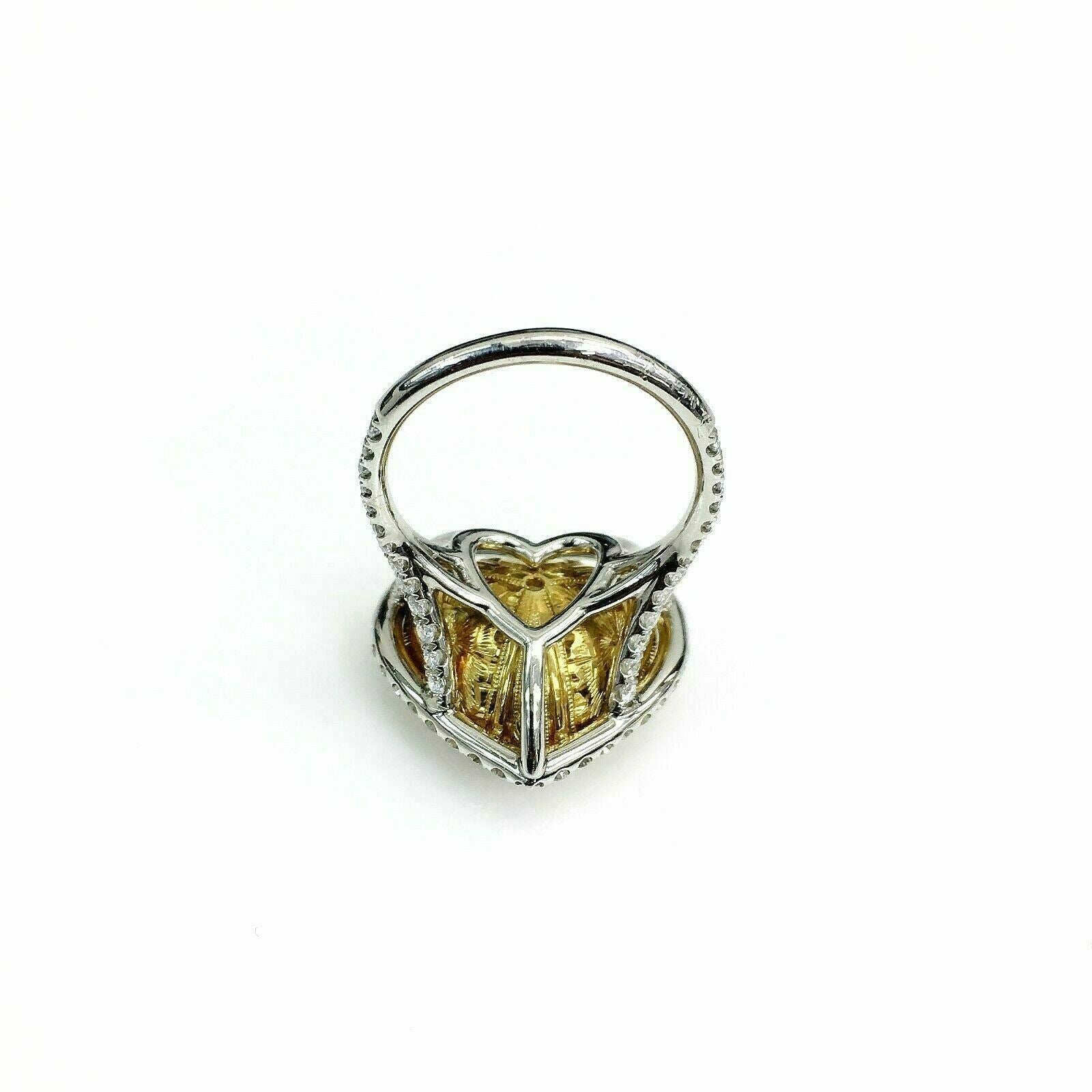 10.39Ct Center GIA Fancy Yellow Heart Shape & Diamond Halo Engagement Ring