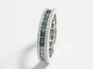1.75 TCW Natural Round Cut Blue Diamond Eternity Ring/Band Size 6 14k White Gold