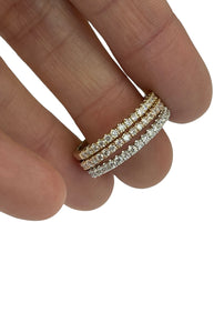 Tri-Color Stackable Diamond Rings Round Brilliants Diamonds 14kt Size 6.5