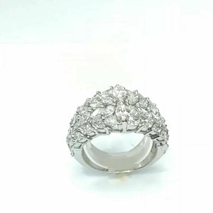 3.65Ct Marquise Cut Cluster Diamond Cocktail Ring Band Size 7.5 18k White Gold