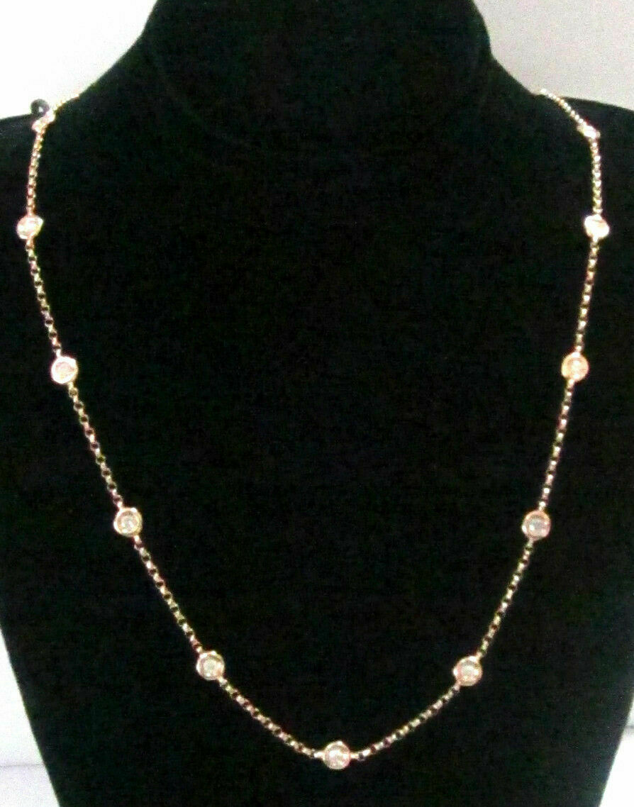 Fine 22" 1.00TCW Diamond By The Yard Bezel Necklace G SI-1 14k Rose Gold