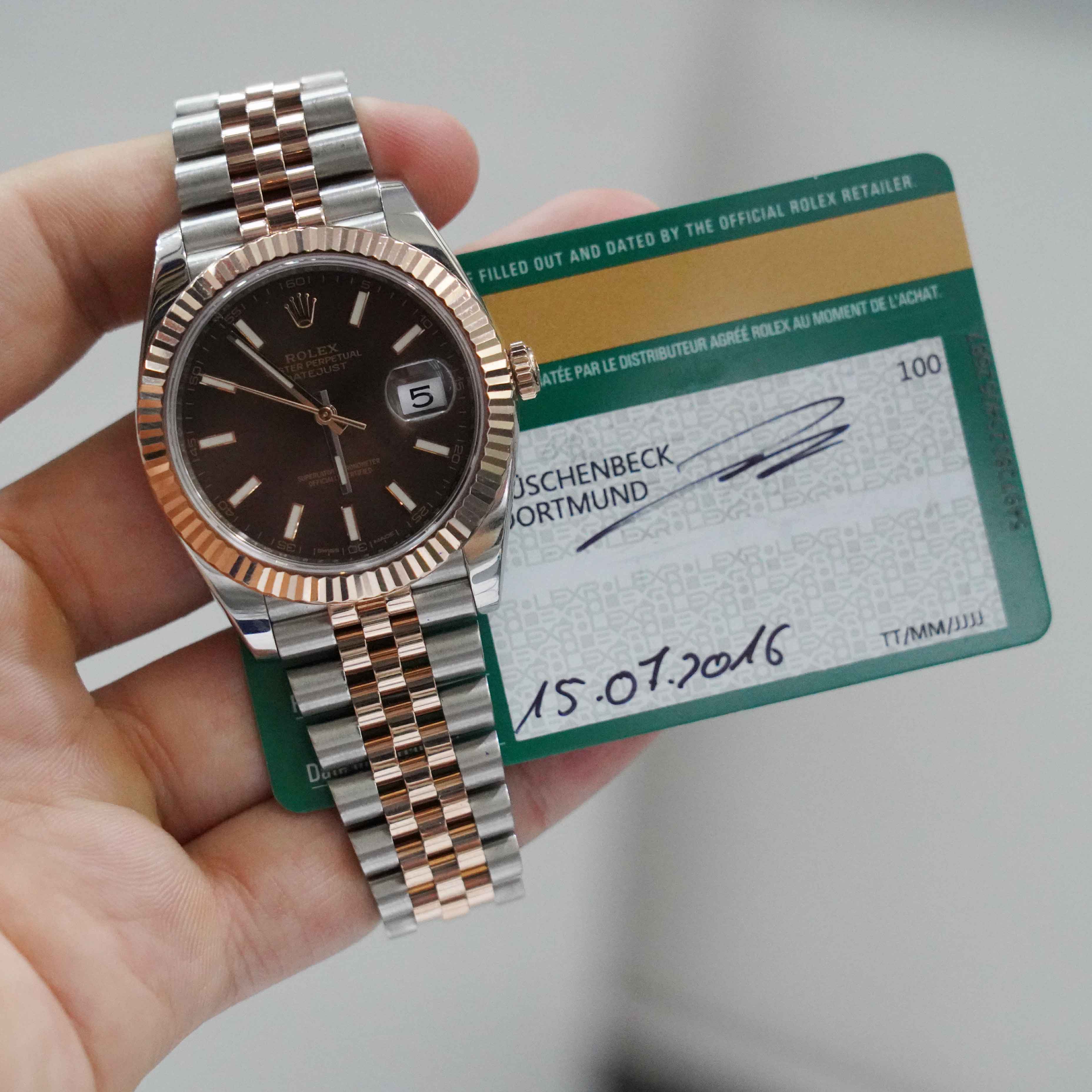 Rolex Datejust II Diamond Bezel Watch 18K Rose Gold Steel Jubilee Band 126331