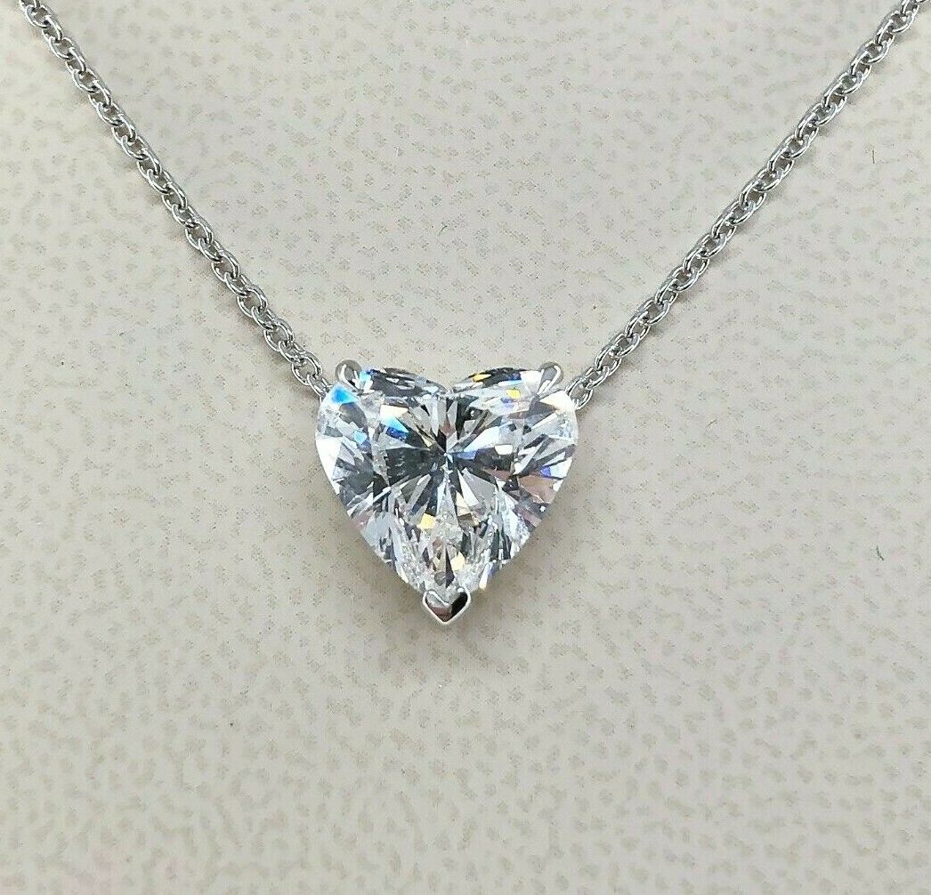 Large and Magnificent 4.50 Carats GIA Heart Diamond Solitaire Pendant in 14K