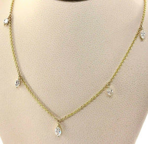 1.11 Carats t.w. Hand Assembled Marquise Diamond by The Yard Necklace Chain 14K