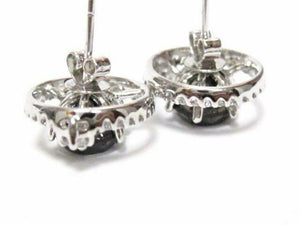 4.72 TCW Natural Round Black Diamond Stud Earrings Push Back 14k White Gold