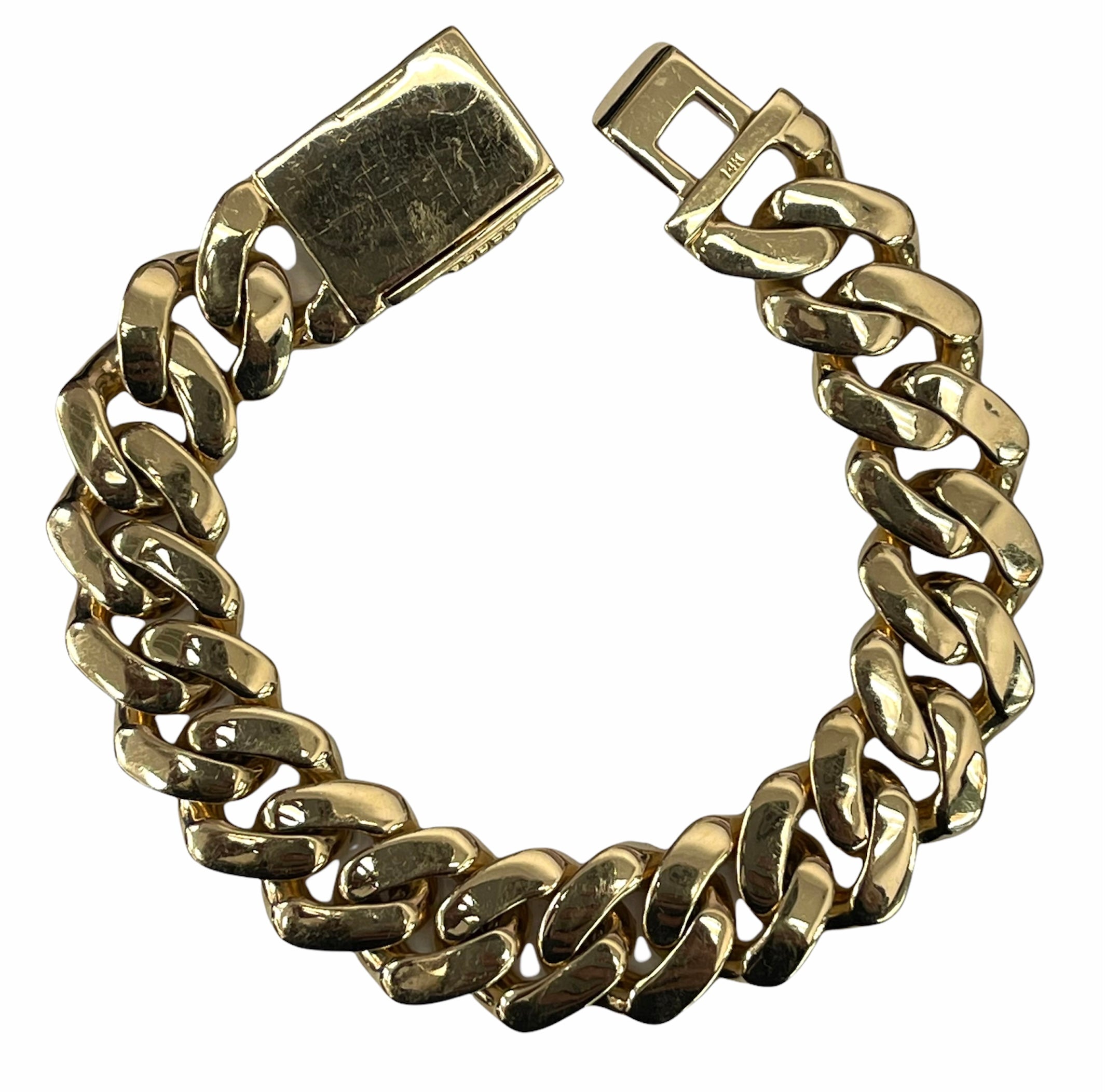 Round Brilliants Cuban Link 15mm Wide Yellow Gold