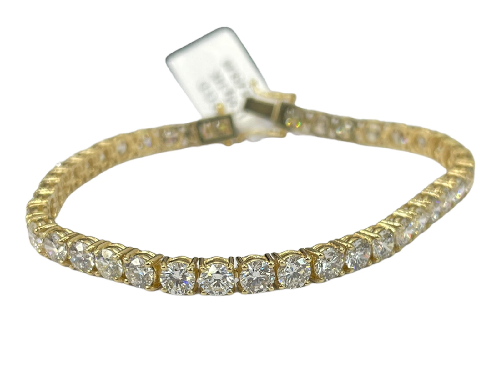 12.50 Carats Diamond Tennis Bracelet Round Brilliant 14K Yellow Gold