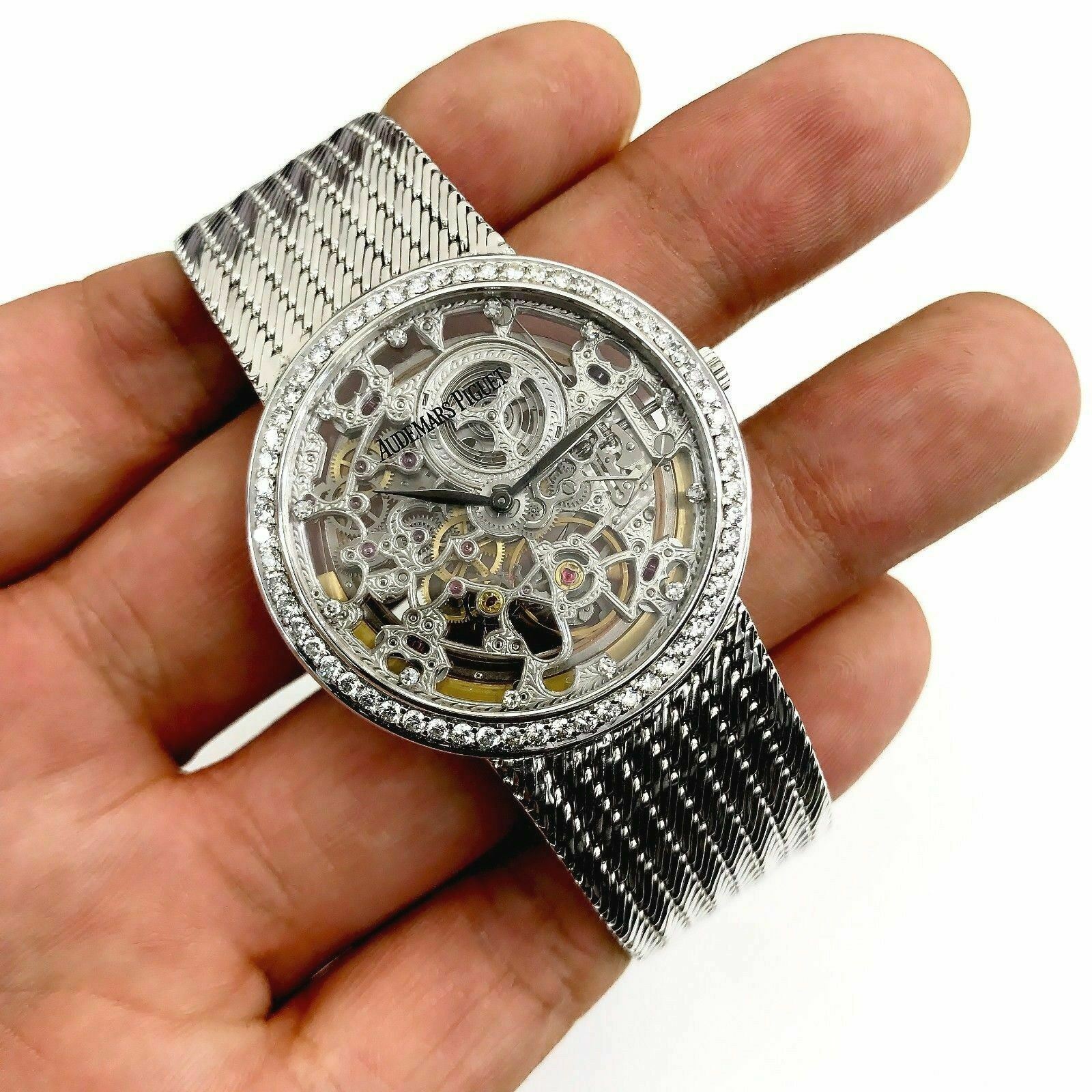 Audemars Piguet Rare 18K White Gold Skeleton Automatic Watch 34Mm Factory Diam