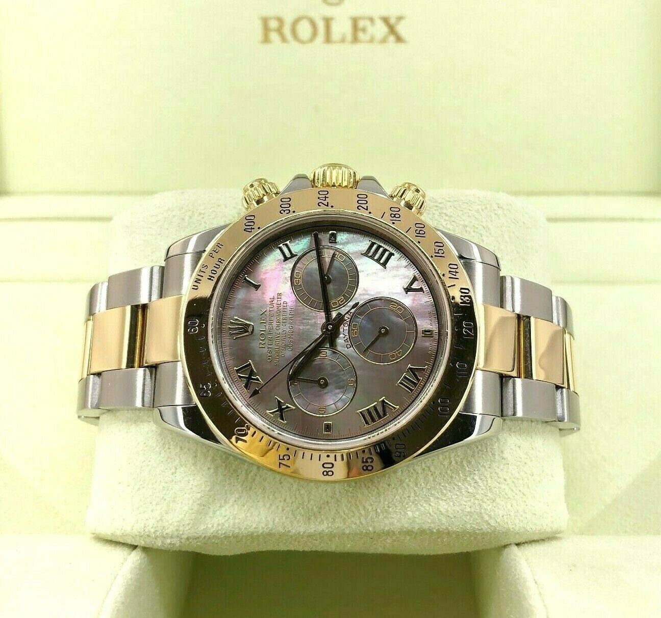 Rolex Cosmograph Daytona 40mm 18K Yellow Gold Steel Watch Ref116523 Tahitian MOP