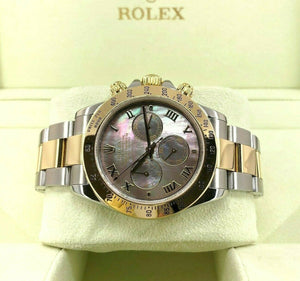 Rolex Cosmograph Daytona 40mm 18K Yellow Gold Steel Watch Ref116523 Tahitian MOP