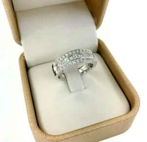 1.14 Carats G VS Diamond 3 Row Channel Pave Anniversary/Wedding Ring 18K Gold
