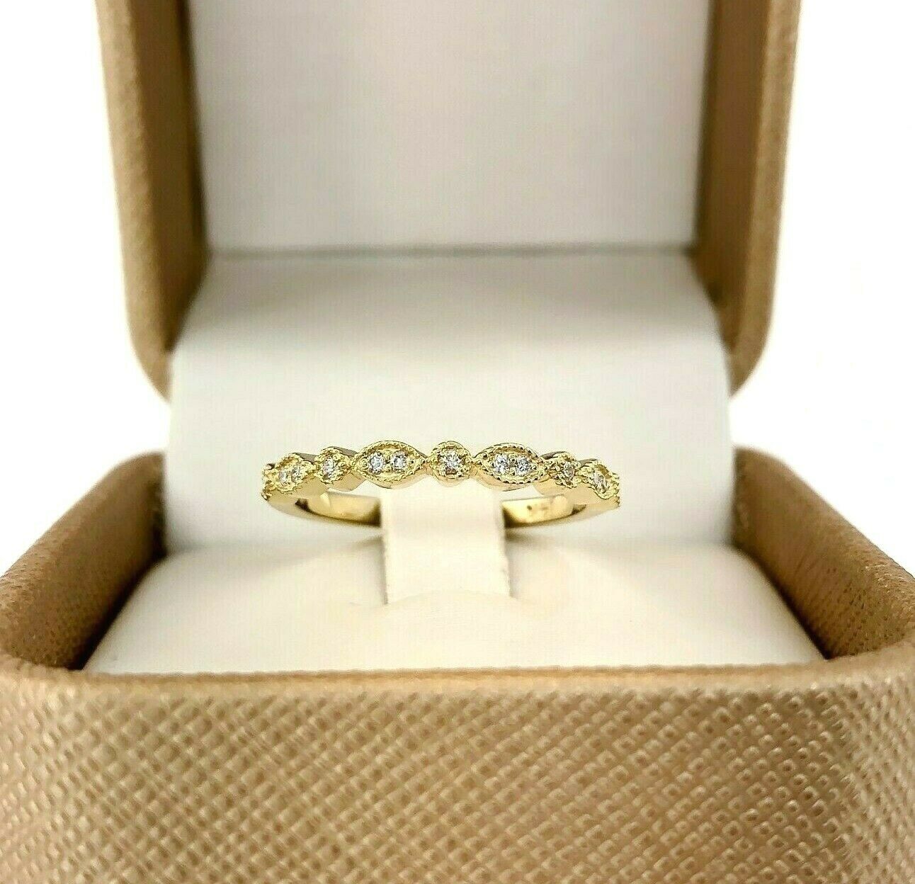 0.09 Carats t.w. Diamond Stack Ring/Wedding Band 14K Yellow Gold Round Diamonds