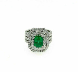 2.87 Carats t.w. Diamond and Emerald Ring Emerald is 1.52 Carats May Birthstone