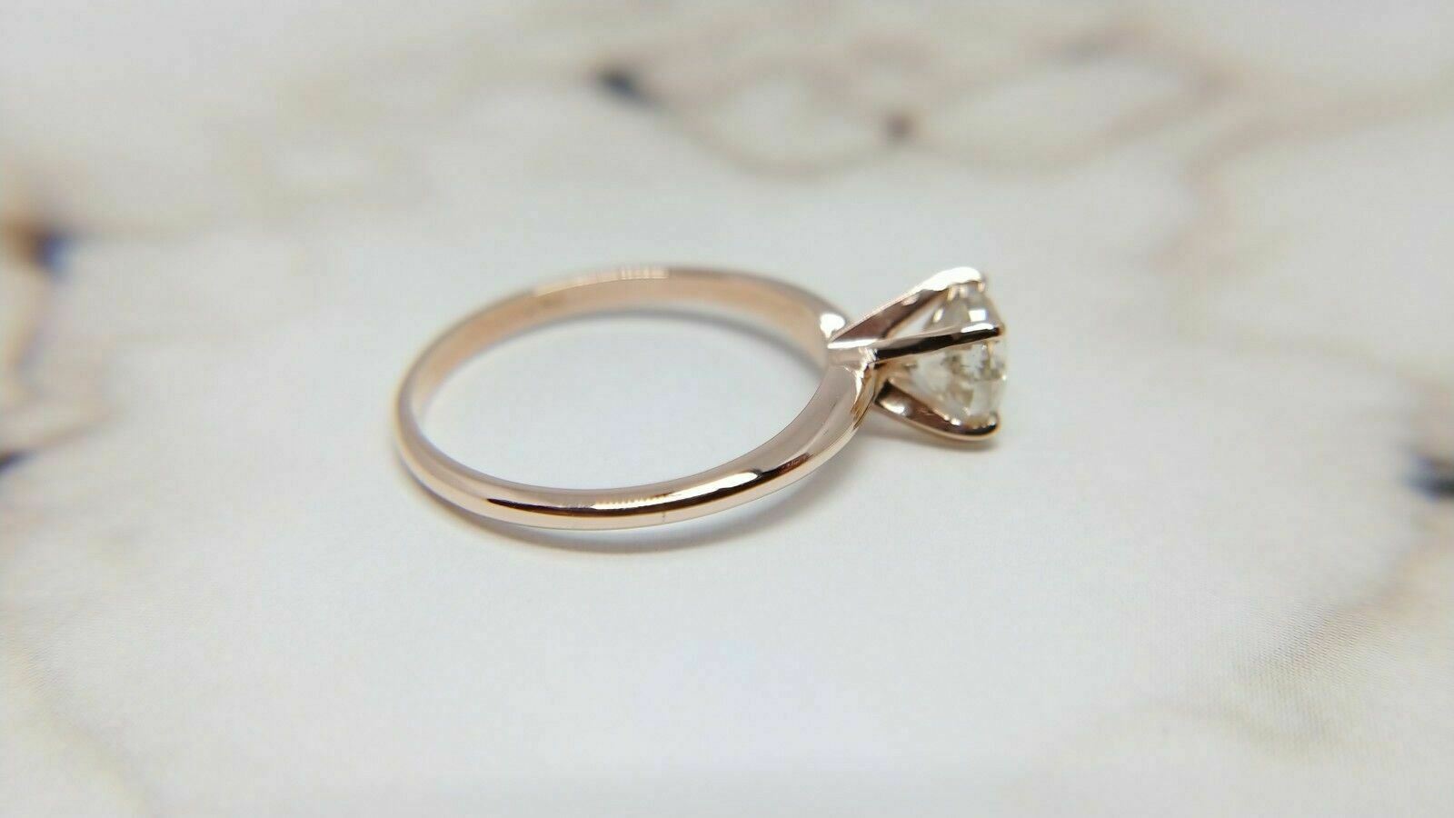 14k Rose Gold Solitaire - Pinkish Brown Diamond Ring
