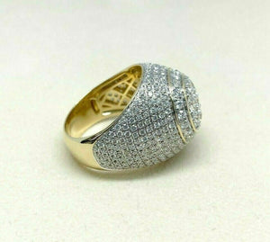 4.75 Carats t.w. Mens Diamond Dome Signet Ring 14K Yellow Gold 13.6 Grams