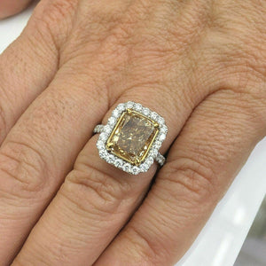 5.42 Carats t.w. Custom Made Diamond Ring 4.46 Carats Fancy Brown GIA Cert