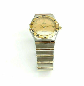 Omega Constellation Full Bar Solid 18 Karat Yellow Gold/Stainless Watch 35MM